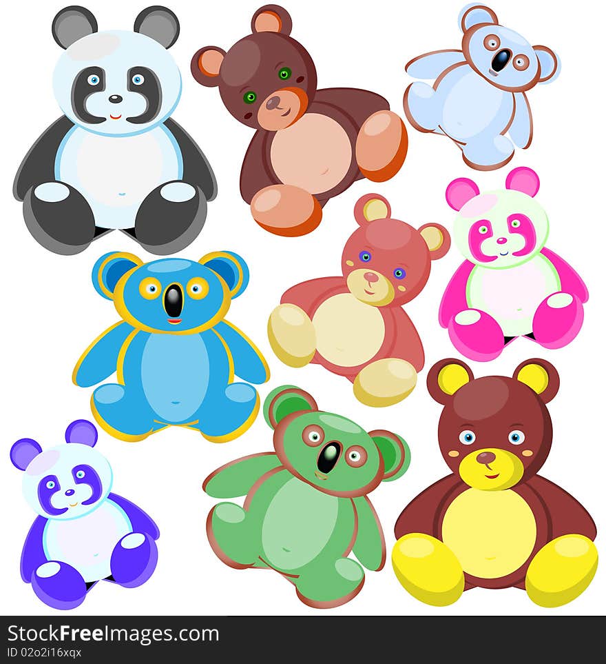 Multi-coloured Toys-bears