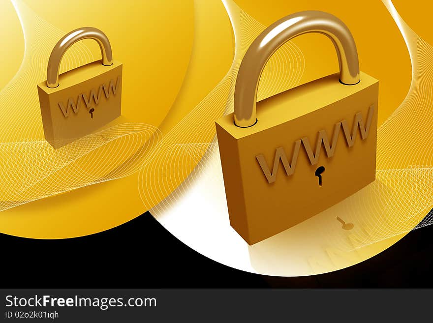 Digital illustration of lock in digital background