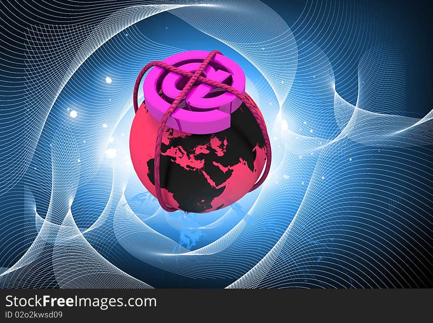 Highly rendering globe and business symbol in color background. Highly rendering globe and business symbol in color background