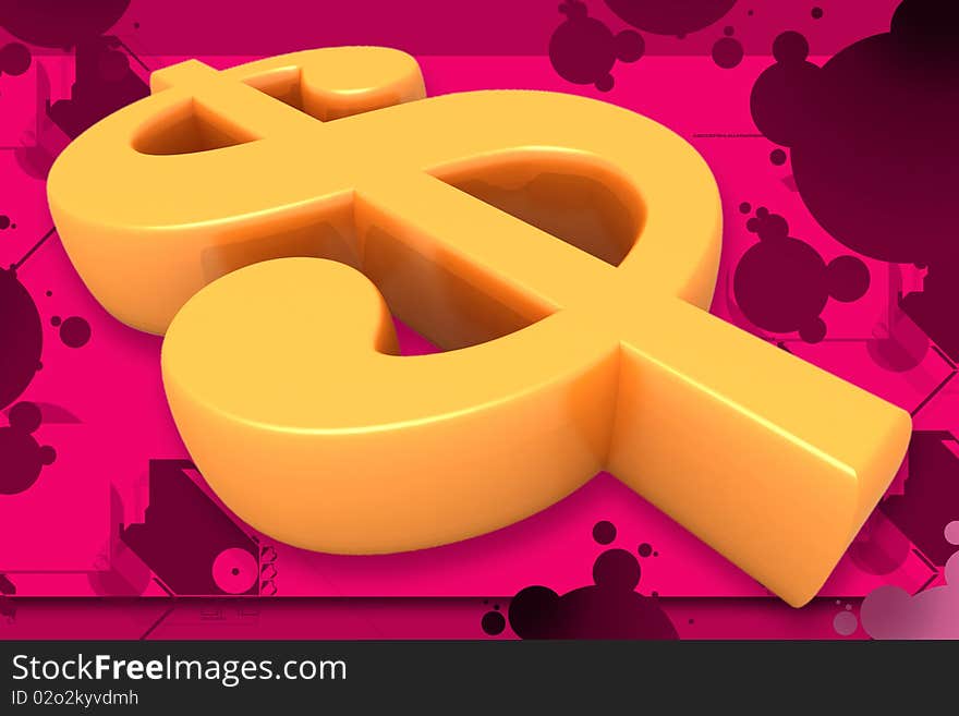 Digital illustration of  dollar sign  in color background