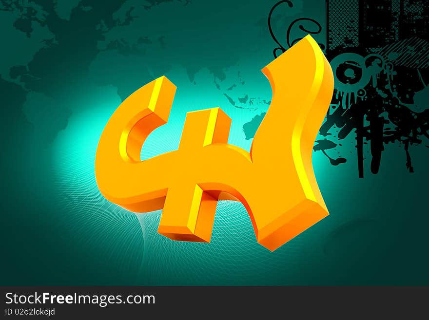 Digital illustration of  Pound sign  in color background