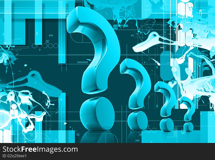 Digital illustration of question mark color background