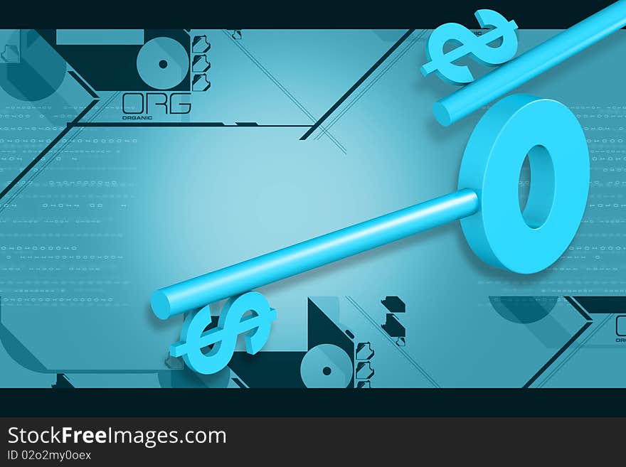 Digital illustration key in color background