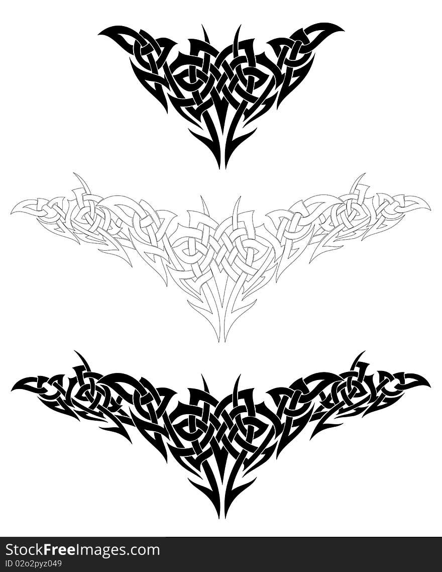 Set Of Tattoo Design Elements. Vector