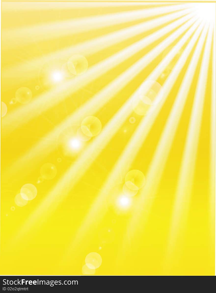 Summer abstract picture. Solar beams on a yellow background