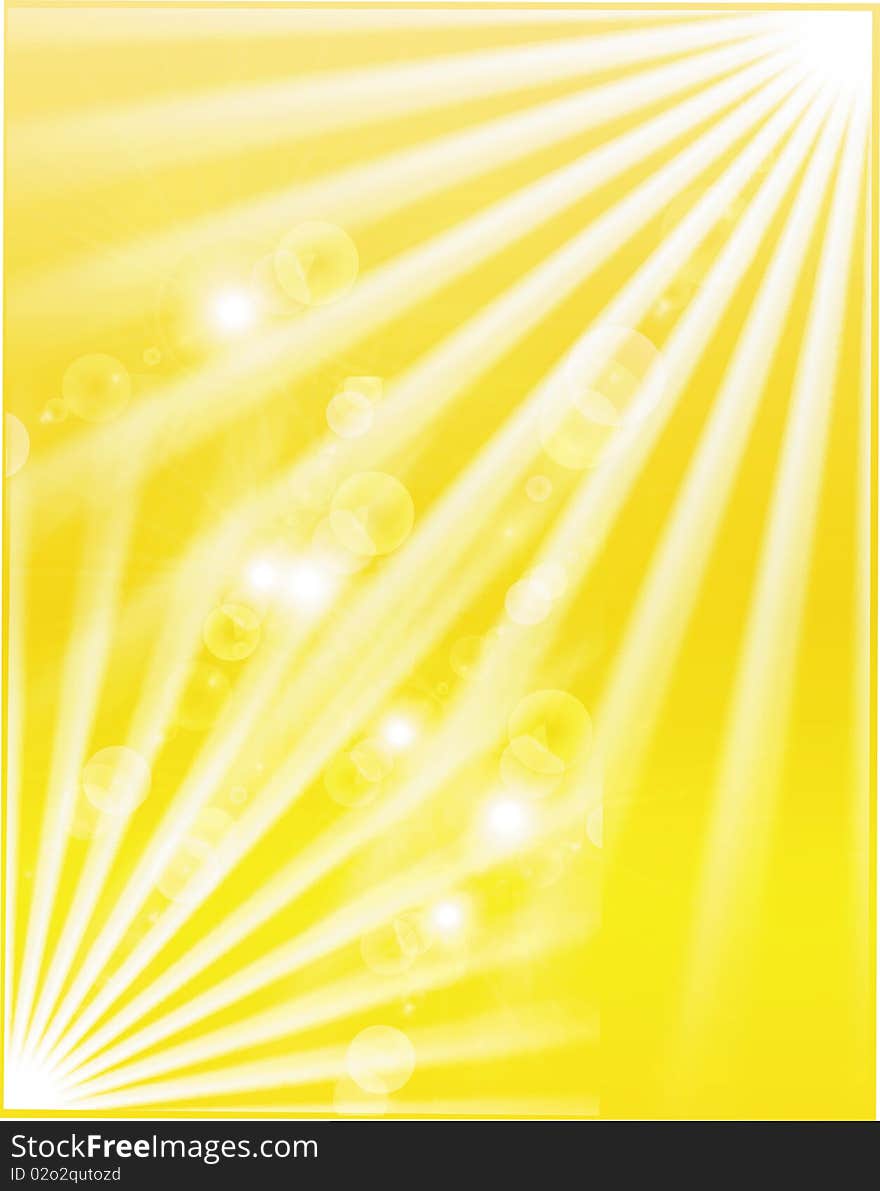 Summer abstract picture. Solar beams on a yellow background