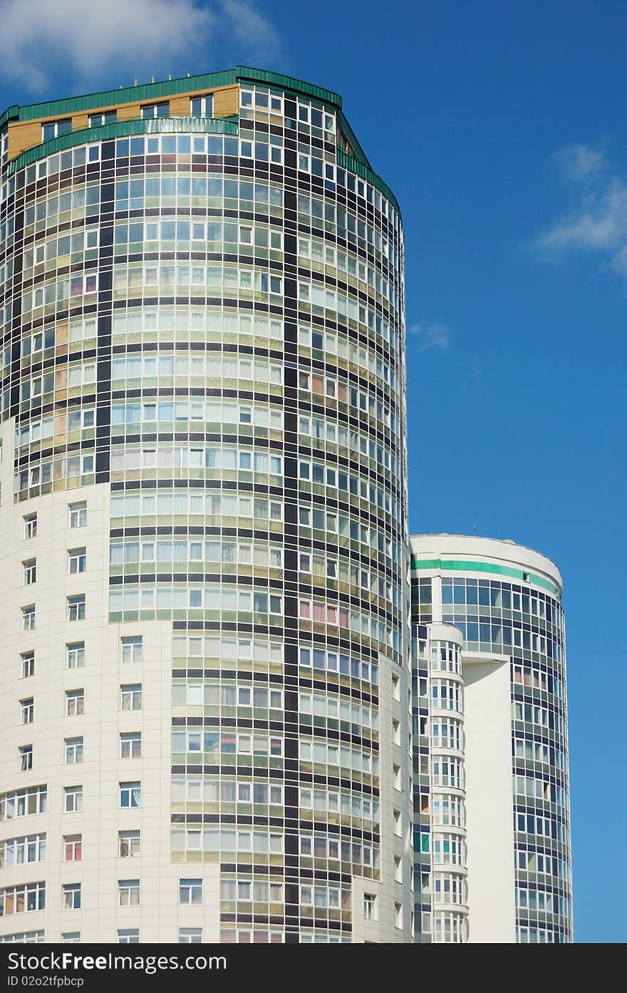 Block of flats and offices with blue sky. Block of flats and offices with blue sky