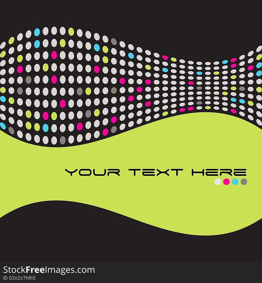 Digital background in black and light gren colors, with dots