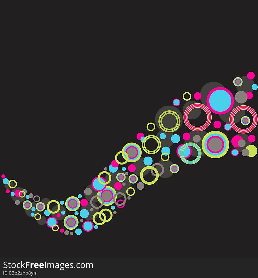 Abstract background with colorful rounds on black