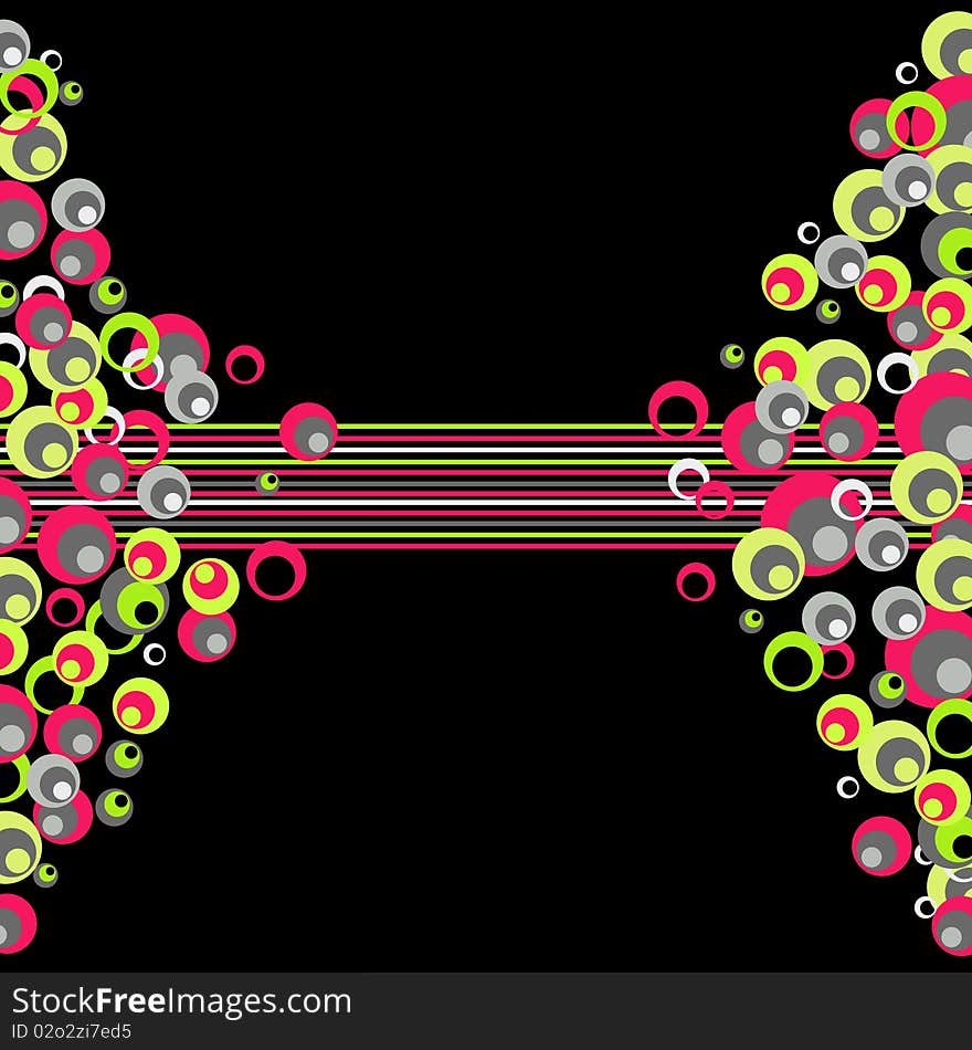 Abstract background with colorful rounds on black