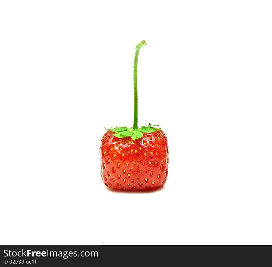 Red juicy strawberry on a white background