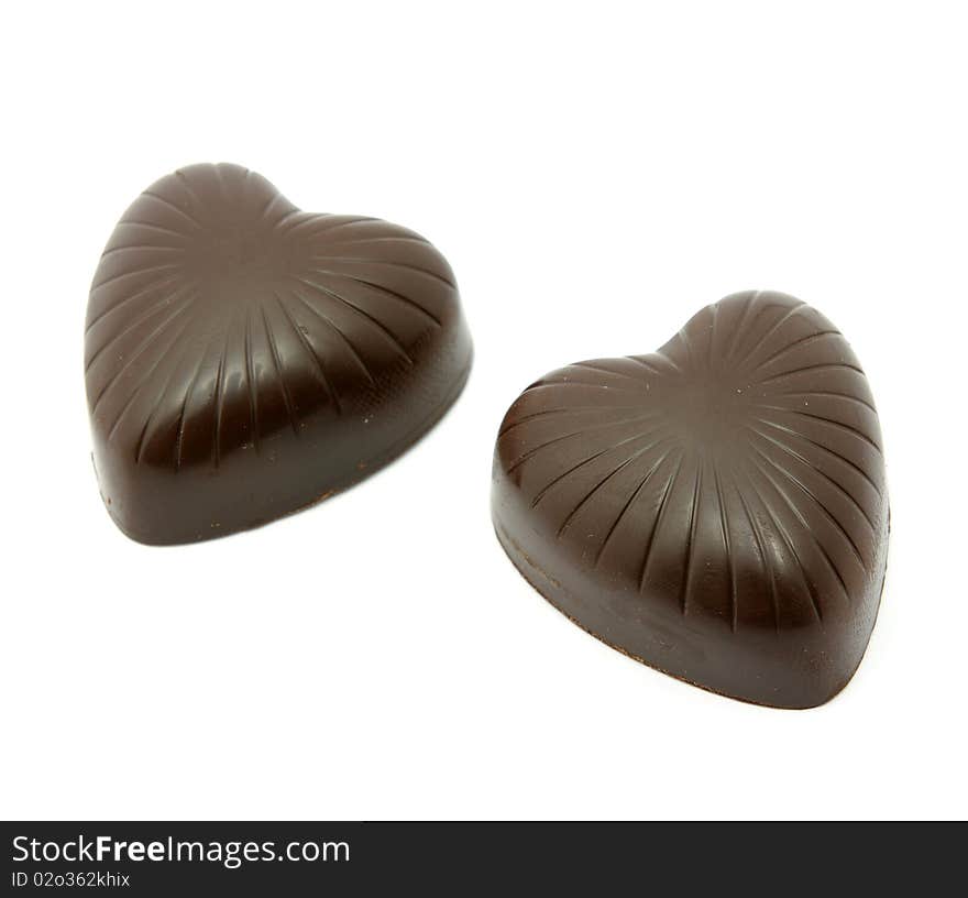 Chocolate sweets on a white background