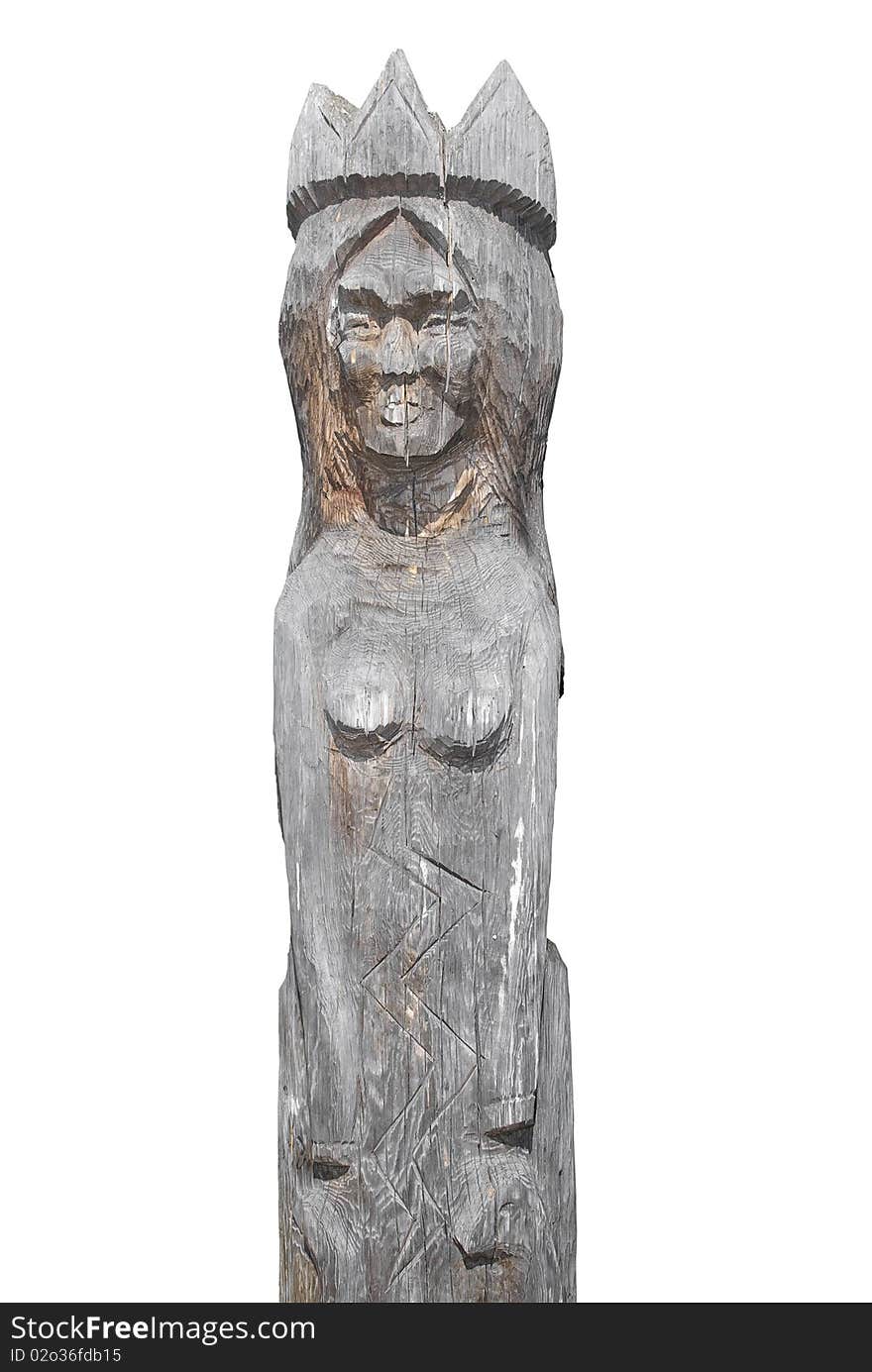 Wooden Female With Crown | Isolated