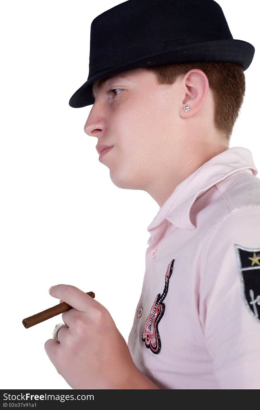 Adolescent posing on a white background. Adolescent posing on a white background