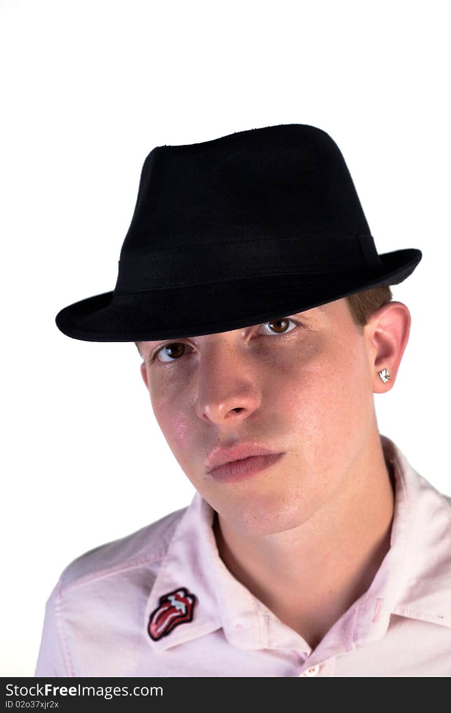 Adolescent posing on a white background. Adolescent posing on a white background