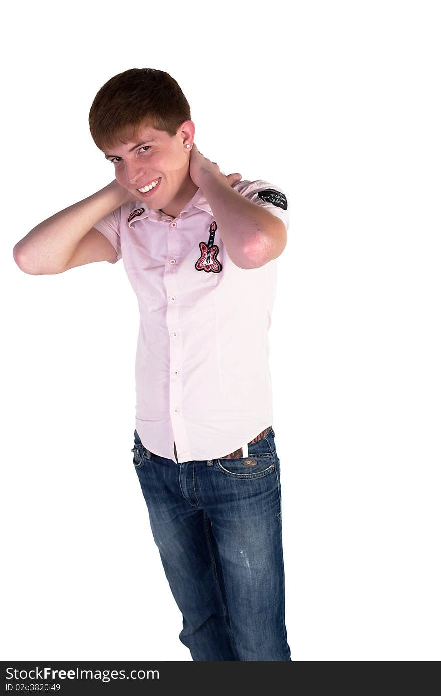 Adolescent posing on a white background. Adolescent posing on a white background