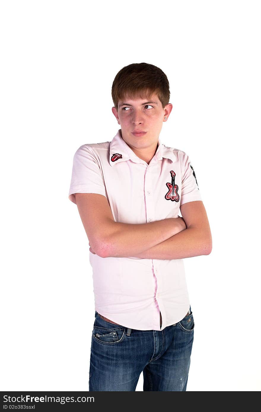 Adolescent posing on a white background. Adolescent posing on a white background