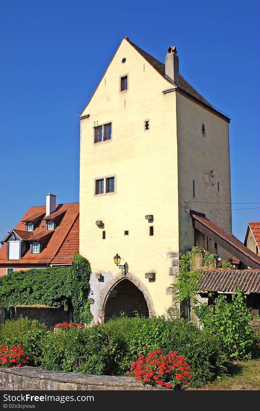 The historical Segnitzer gate in the wine village Frickenhausen at the Main / Bavaria. The historical Segnitzer gate in the wine village Frickenhausen at the Main / Bavaria