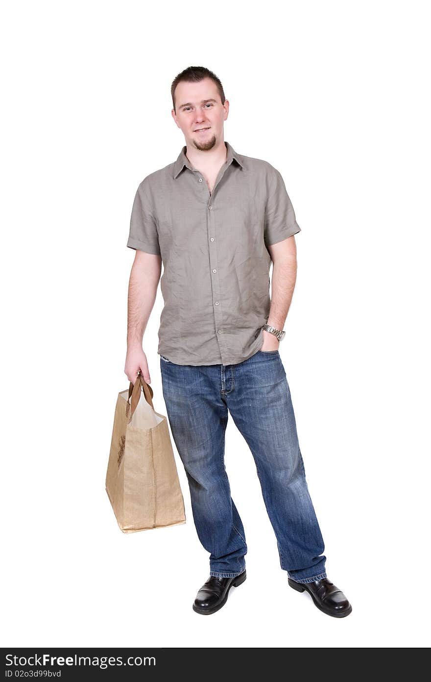 Young adult man over white background. Young adult man over white background