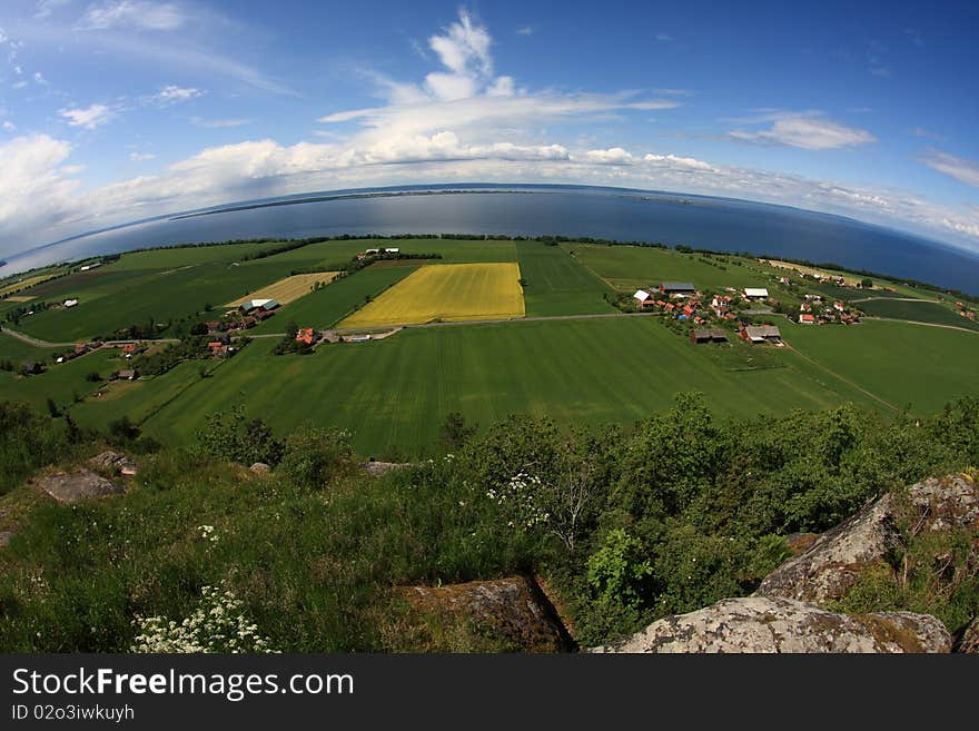 Swedish countryside near Jonkoping, view from above