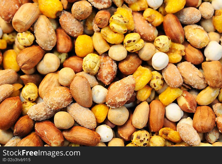 Food background with various sorts of nuts. Food background with various sorts of nuts