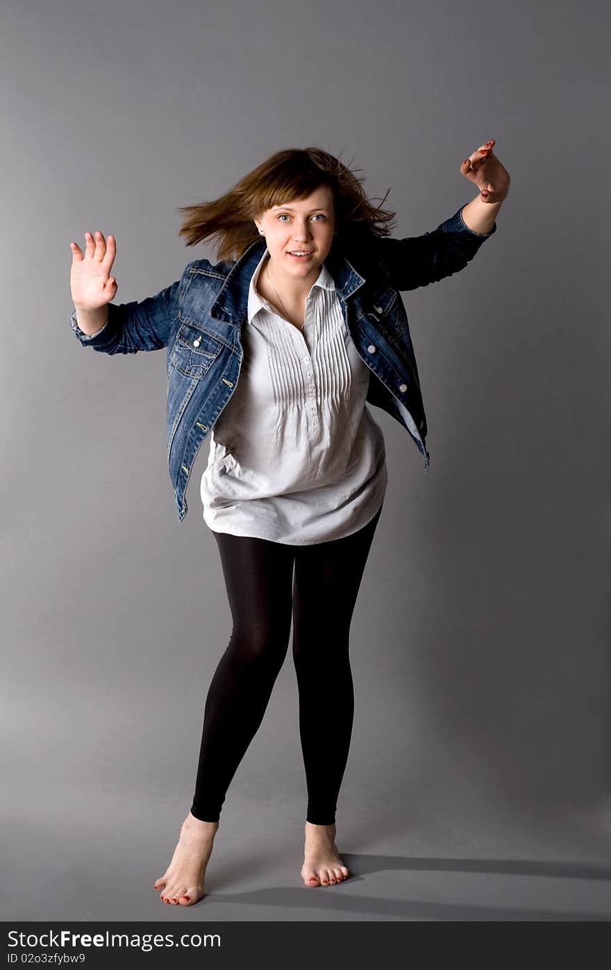 Woman dancing in studio