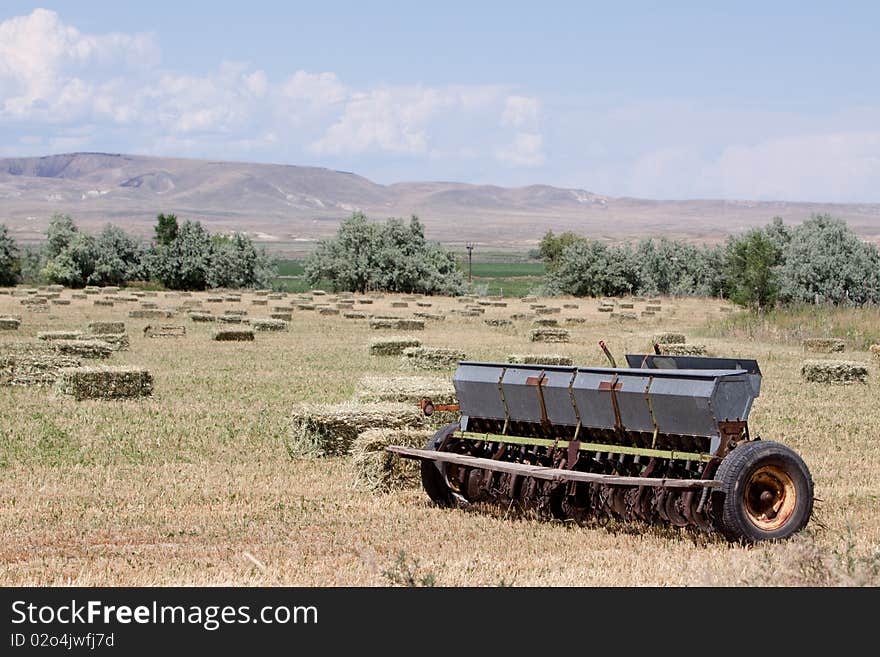 Haystacks and baler