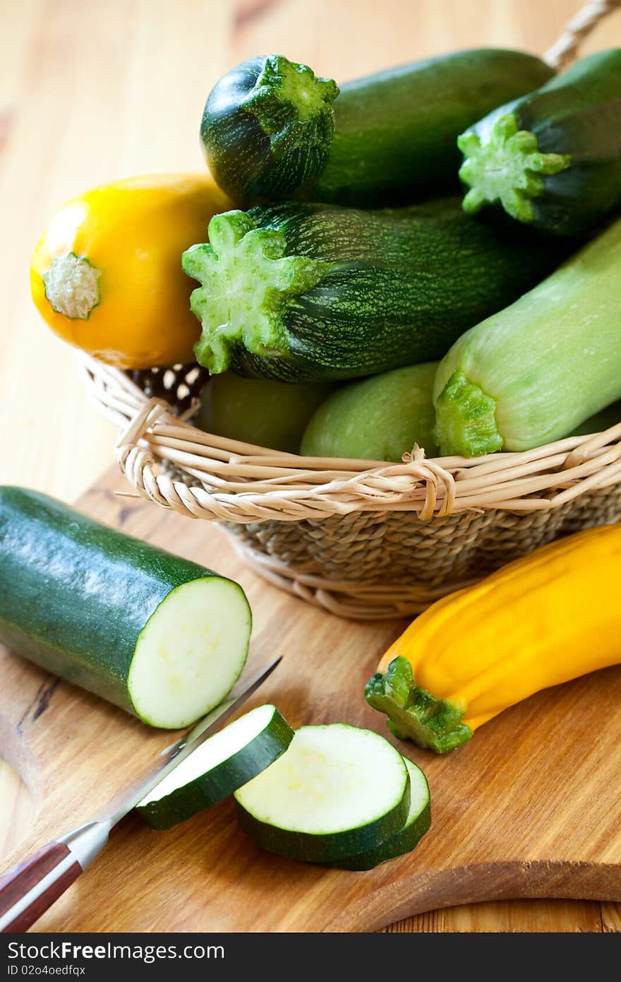 Yellow and green zucchini