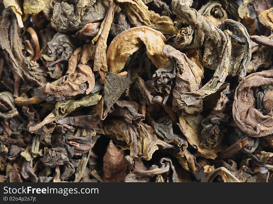 Dry chinese tea leaf.