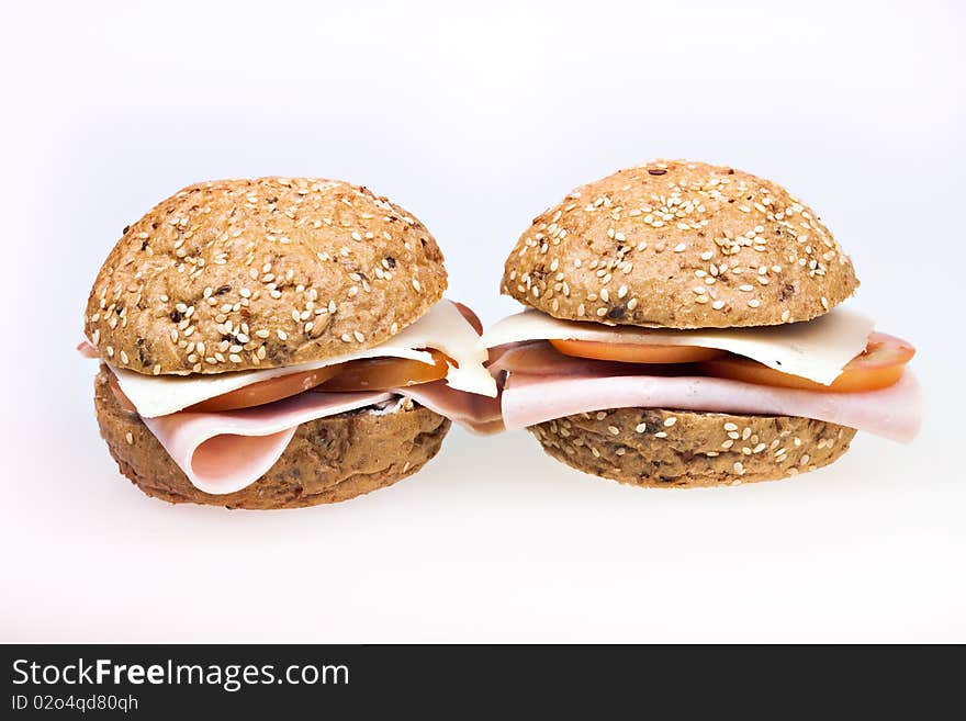 Healthy ham sandwich isolated