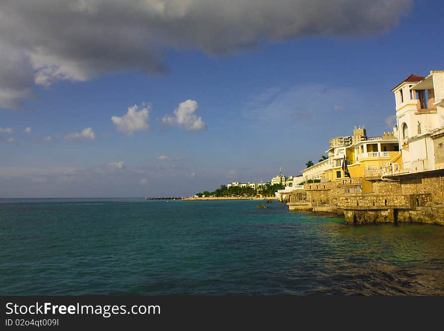 Houses at the rocky beach