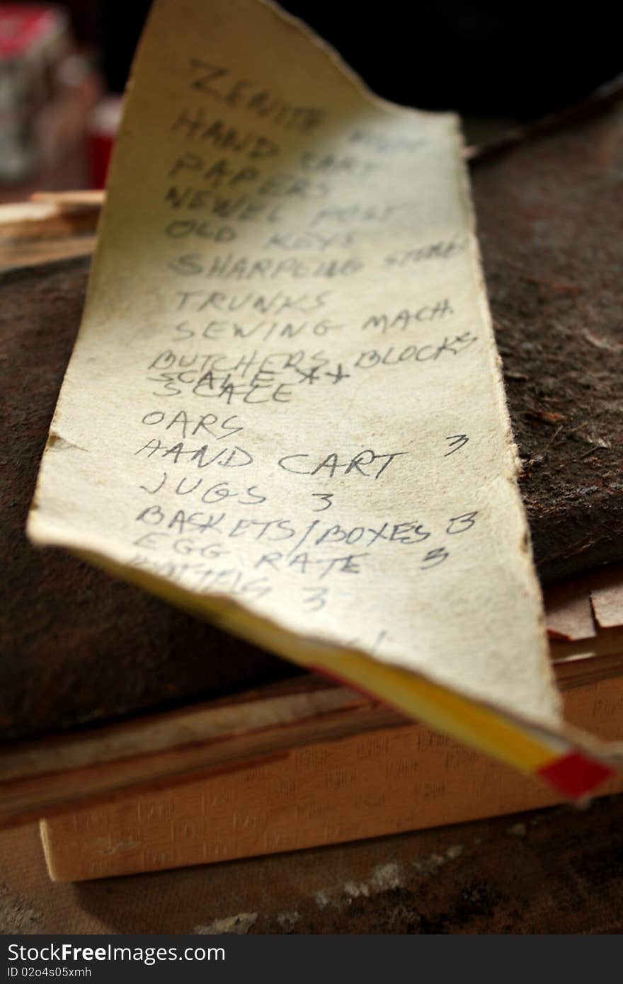 Old Shopping List