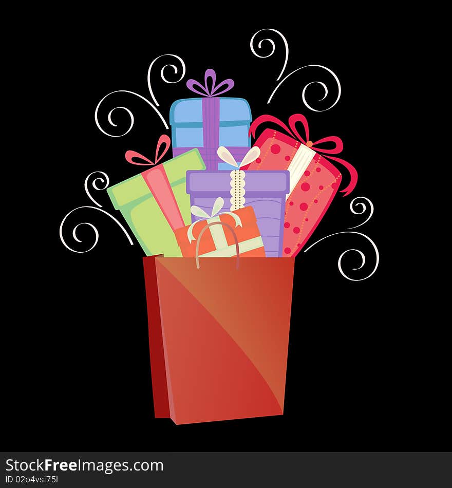 Gifts with black background vector