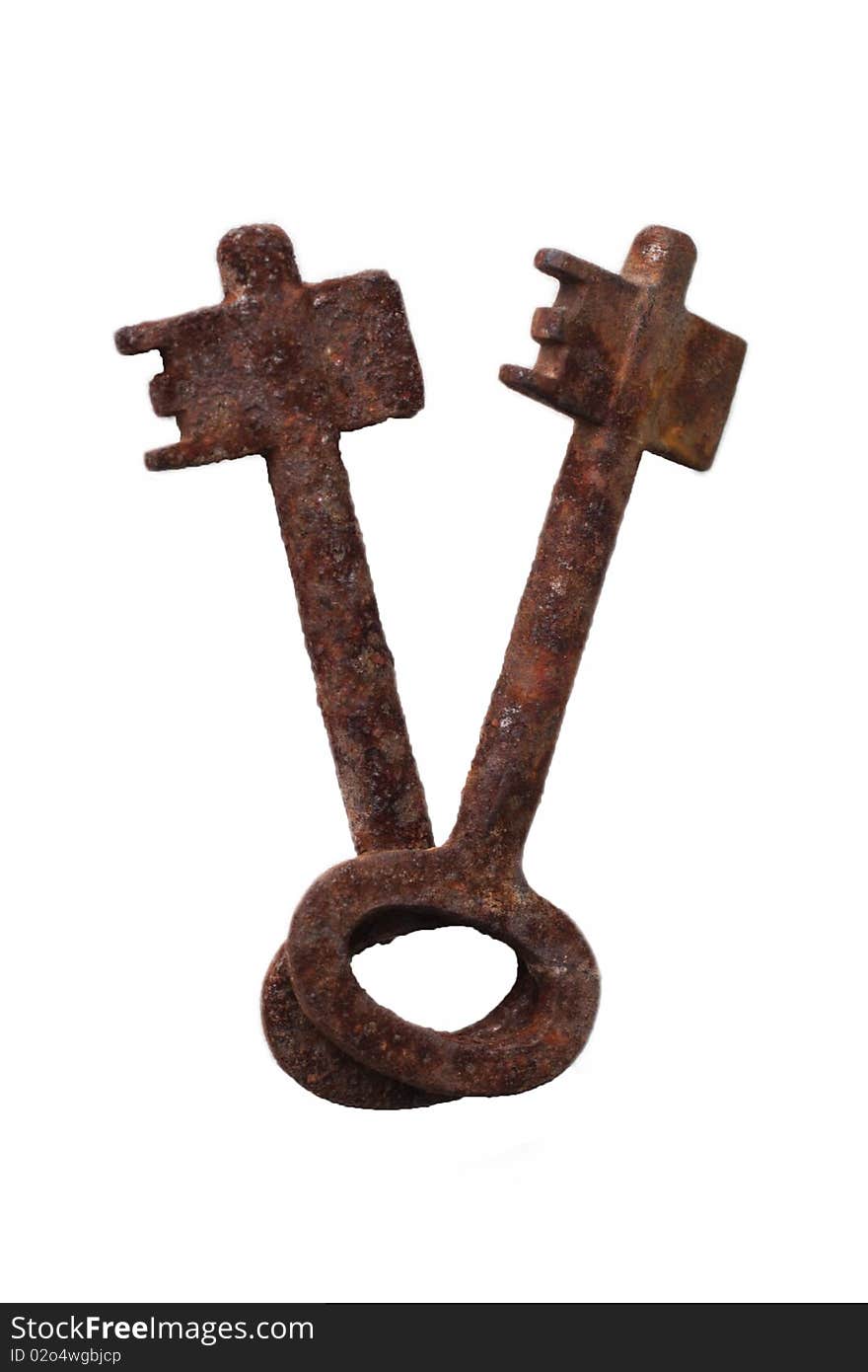 Two old, rusty key