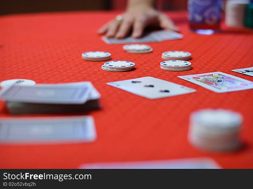 Poker game is begining. Cards under hand.