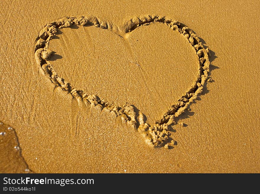 Hearts drawing in the sand on the beach. Hearts drawing in the sand on the beach