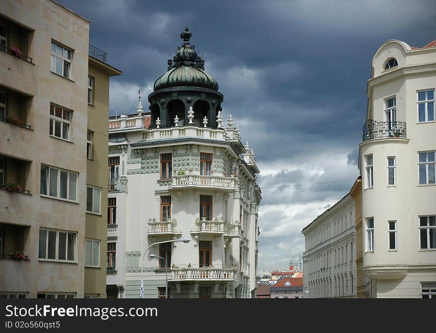 Historical building on the cloudy sky