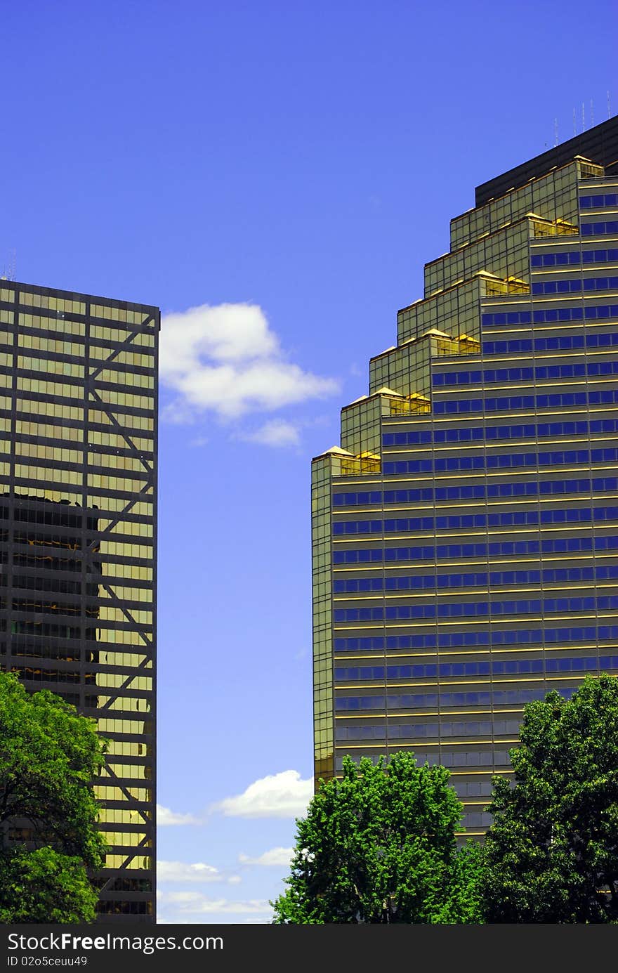 Tall Office Buildings on a Summer Day. Tall Office Buildings on a Summer Day