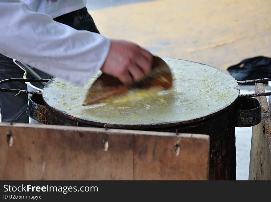 Chinese traditional food. Tune into a paste with a baked noodle made ​​of the hybrid, local practices, to eat a little change. Pancakes and more by the coarse grains production, high nutritional value. Porous pancake can be thick (laminated) to a thin, easy to mix with other foods can be eaten on different occasions. Chinese traditional food. Tune into a paste with a baked noodle made ​​of the hybrid, local practices, to eat a little change. Pancakes and more by the coarse grains production, high nutritional value. Porous pancake can be thick (laminated) to a thin, easy to mix with other foods can be eaten on different occasions.