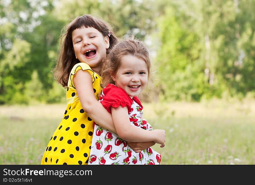 Two sisters on the nature. Two sisters on the nature