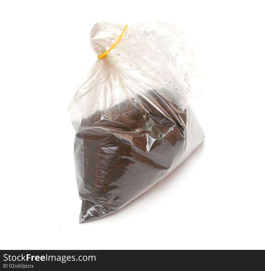 A coffee bag on white background