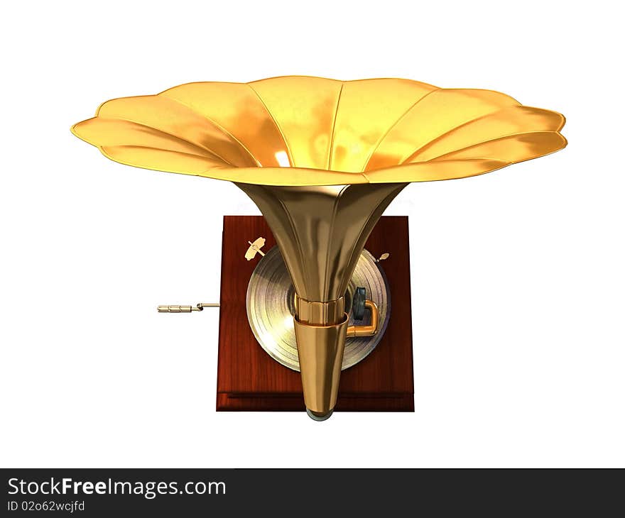 3d render of antique gramophone. 3d render of antique gramophone