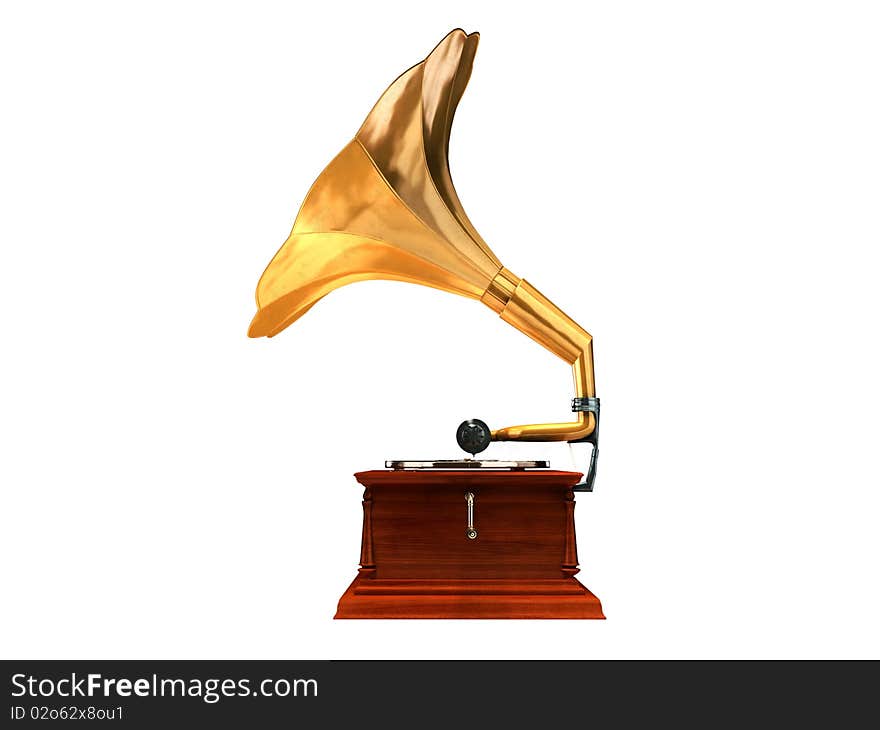 3d render of antique gramophone. 3d render of antique gramophone