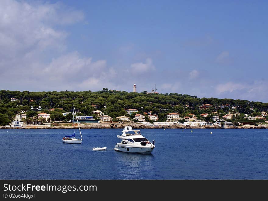 Lighthouse in Antibes, French coast, famous holiday area. Lighthouse in Antibes, French coast, famous holiday area