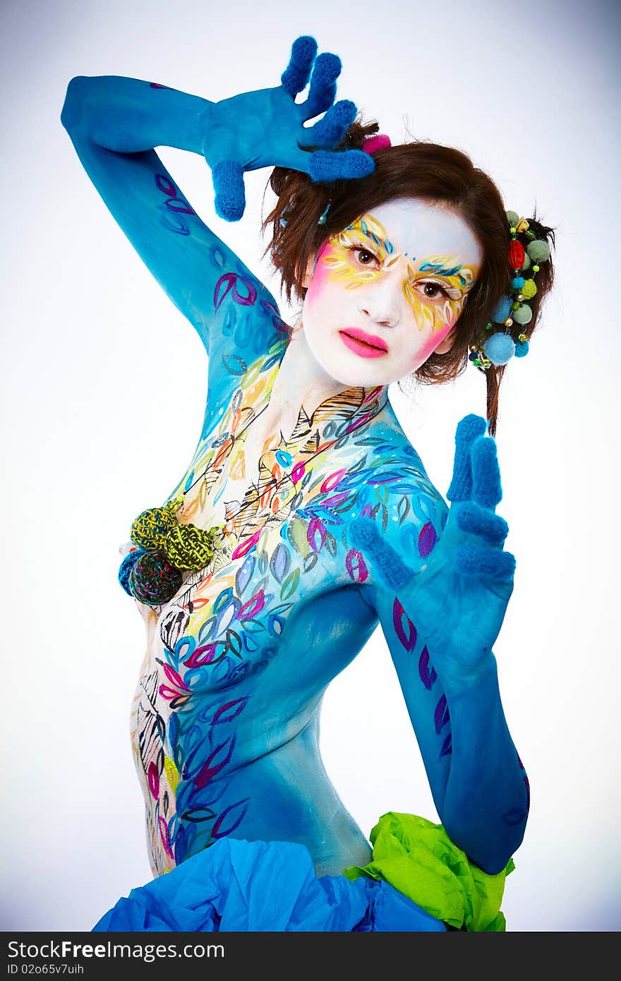 Creative body-art painted on a woman