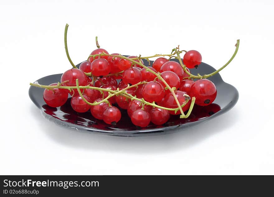 Picture of clusters of red currant on a white background