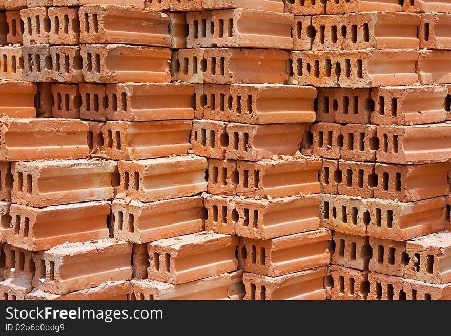 Image of brick texture at a construction place