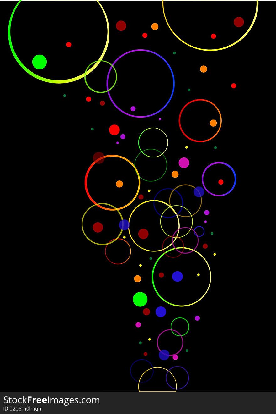 Abstract pattern with circles on black