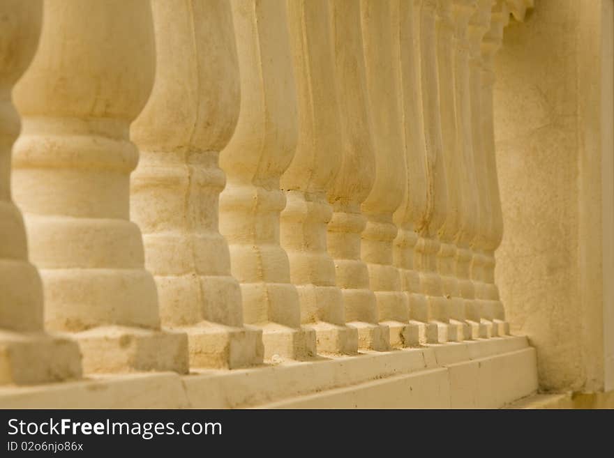 A row of huge pillars. A row of huge pillars.