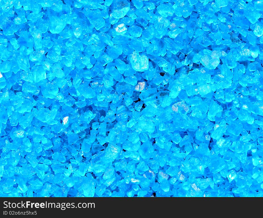 Blue bath salt crystals